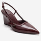 CELIA - Burgundy Genuine Leather Pointed Toe Wedge Heel Shoe (Women)