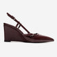 CELIA - Burgundy Genuine Leather Pointed Toe Wedge Heel Shoe (Women)