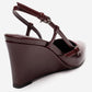 CELIA - Burgundy Genuine Leather Pointed Toe Wedge Heel Shoe (Women)