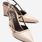 CELIA - Off-White Genuine Leather Pointed Toe Wedge Heel Shoe (Women)