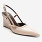 CELIA - Off-White Genuine Leather Pointed Toe Wedge Heel Shoe (Women)