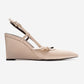 CELIA - Off-White Genuine Leather Pointed Toe Wedge Heel Shoe (Women)