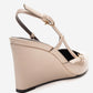 CELIA - Off-White Genuine Leather Pointed Toe Wedge Heel Shoe (Women)