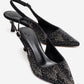 NELLA - Black Platinum Jeweled Slingback Stiletto Pump (Women)