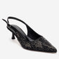 NELLA - Black Platinum Jeweled Slingback Stiletto Pump (Women)