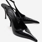 CANDY - Black Pointed Toe Slingback Stiletto Pump (Women)
