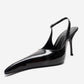 CANDY - Black Pointed Toe Slingback Stiletto Pump (Women)