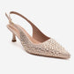 THEA - Nude Genuine Leather Gold-Crystal-Embellished Kitten Heel (Women)