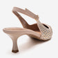 THEA - Nude Genuine Leather Gold-Crystal-Embellished Kitten Heel (Women)