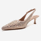THEA - Nude Genuine Leather Gold-Crystal-Embellished Kitten Heel (Women)
