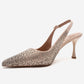 JOHANNA - Nude Genuine Leather Gold-Crystal-Embellished Stiletto Pump (Women)