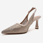 FREA - Nude Gold-Embellished Slingback Stiletto Pump (Women)