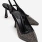 FREA - Black Platinum-Embellished Slingback Stiletto Pump (Women)