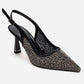 FREA - Black Platinum-Embellished Slingback Stiletto Pump (Women)