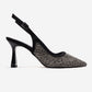 FREA - Black Platinum-Embellished Slingback Stiletto Pump (Women)