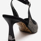 FREA - Black Platinum-Embellished Slingback Stiletto Pump (Women)
