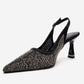 FREA - Black Platinum-Embellished Slingback Stiletto Pump (Women)
