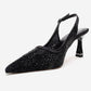 FREA - Black Stone-Embellished Ankle-Strap Stiletto Pump (Women)