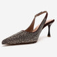 JOHANNA - Brown Gold-Embellished Slingback Stiletto Pump (Women)