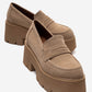 SANTIA - Camel Suede Chunky Platform Loafer (Women)