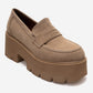SANTIA - Camel Suede Chunky Platform Loafer (Women)