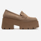 SANTIA - Camel Suede Chunky Platform Loafer (Women)
