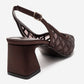 ALVERON - Cognac Satin Mesh Detail Block Heel Pump (Women)