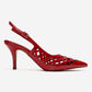 JEVER - Red Laser-Cut Slingback Stiletto Pump (Women)