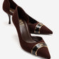 Kendra - Genuine Leather Brown Stiletto Heel (Women)