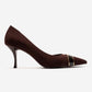 Kendra - Genuine Leather Brown Stiletto Heel (Women)