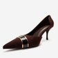 Kendra - Genuine Leather Brown Stiletto Heel (Women)
