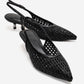 ORELIS - Black Woven Pattern Kitten Heel Shoe (Women)