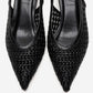 ORELIS - Black Woven Pattern Kitten Heel Shoe (Women)