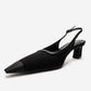 HILDA - Black Matte Cap Toe Block Heel Shoe (Women)
