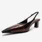 HILDA - Burgundy Printed Matte Cap Toe Block Heel Shoe (Women)