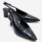 HILDA - Navy Printed Matte Cap Toe Block Heel Shoe (Women)
