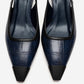 HILDA - Navy Printed Matte Cap Toe Block Heel Shoe (Women)