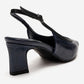 HILDA - Navy Printed Matte Cap Toe Block Heel Shoe (Women)