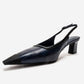 HILDA - Navy Printed Matte Cap Toe Block Heel Shoe (Women)