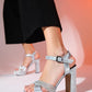 Slay - Silver Patterned Jeweled Platform Heel Dress Shoe (Women)