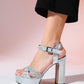 Slay - Silver Patterned Jeweled Platform Heel Dress Shoe (Women)