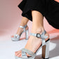 Slay - Silver Patterned Jeweled Platform Heel Dress Shoe (Women)