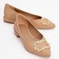 Ghent - Beige Pearl-Embellished Ballet Flat (Women)
