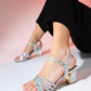 Lota - Silver Patterned Block Heel Dress Shoe (Women)