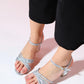 Lota - Silver Patterned Block Heel Dress Shoe (Women)