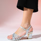 Lota - Silver Patterned Block Heel Dress Shoe (Women)