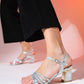 Lota - Silver Patterned Block Heel Dress Shoe (Women)