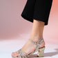 Lota - Gold Patterned Block Heel Dress Shoe (Women)