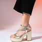 Milton - Gold Embellished Platform Heel Evening Shoe (Women)