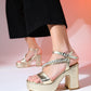 Milton - Gold Embellished Platform Heel Evening Shoe (Women)